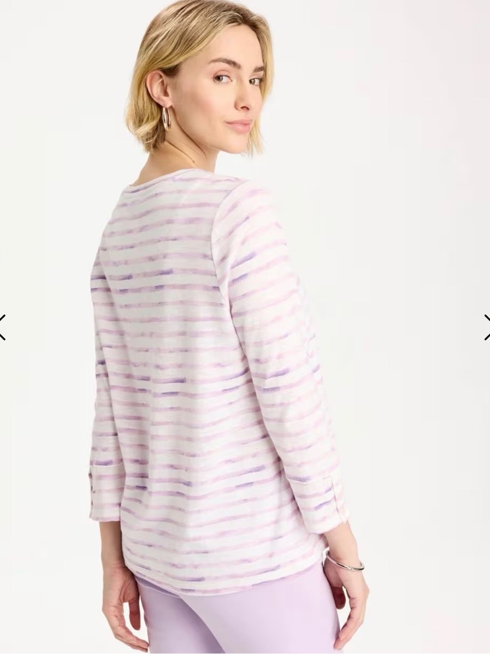 NWT Chicos Palermo Cotton Slub Stripes Tee, Size 1 - Picture 2 of 14